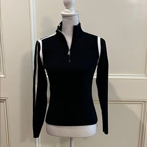 Tommy Hilfiger Black V-Neck Sweater with White Accents